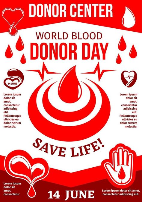 Blood drop with heart poster for World Donor Day World Blood Donor Day Poster, Blood Donor Day Poster, World Blood Donor Day, Blood Donor Day, Blood Drop, Blood Donor, Heart Poster, Day Day, Save Life