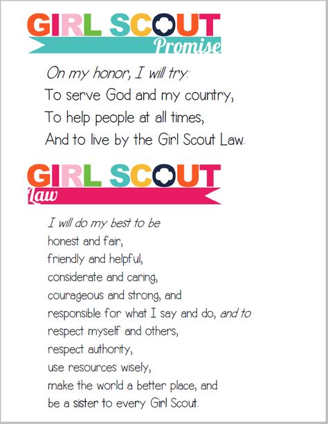 Scout Quotes, Girl Scout Songs, Girl Scout Promise, Scout Law, Girl Scout Law, Scout Mom, Girl Scout Activities, Girl Scout Camping, Meeting Agenda Template