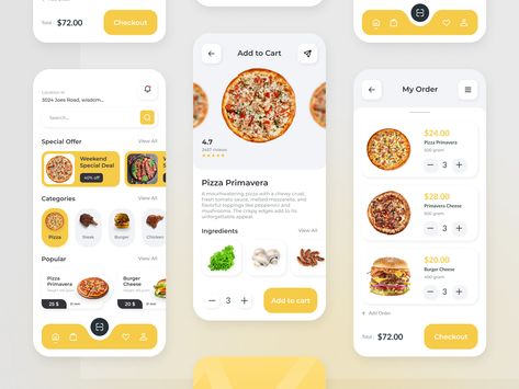 Food App UI Design by Calfin Danang Food Mobile App Design, Menu App Design, Food App Ui Design, Food App Ui, Food Catalog, Ui Design Principles, Food Web Design, Groceries App, Food Delivery App