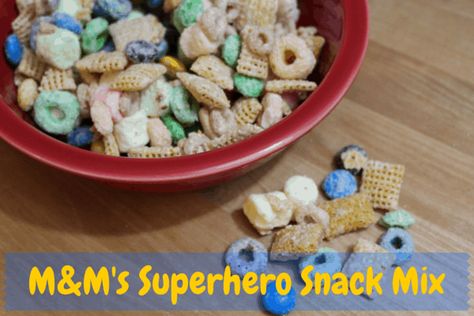 superhero snack mix Superhero Snacks For School, Kids Snack Mix, Superhero Snacks, Puppy Chow Mix, Superhero Class, Mix Kids, Weekend Snacks, Superhero Academy, Unique Snacks