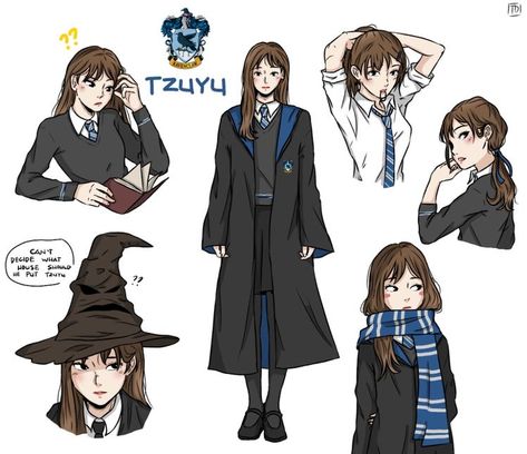 Twice X Hogwarts, Hogwarts Houses Fanart, Hogwarts Uniform Ravenclaw, Ravenclaw Characters, Ravenclaw Fanart, Ravenclaw Oc, Ravenclaw Art, Characters Of Harry Potter, Ravenclaw Girl