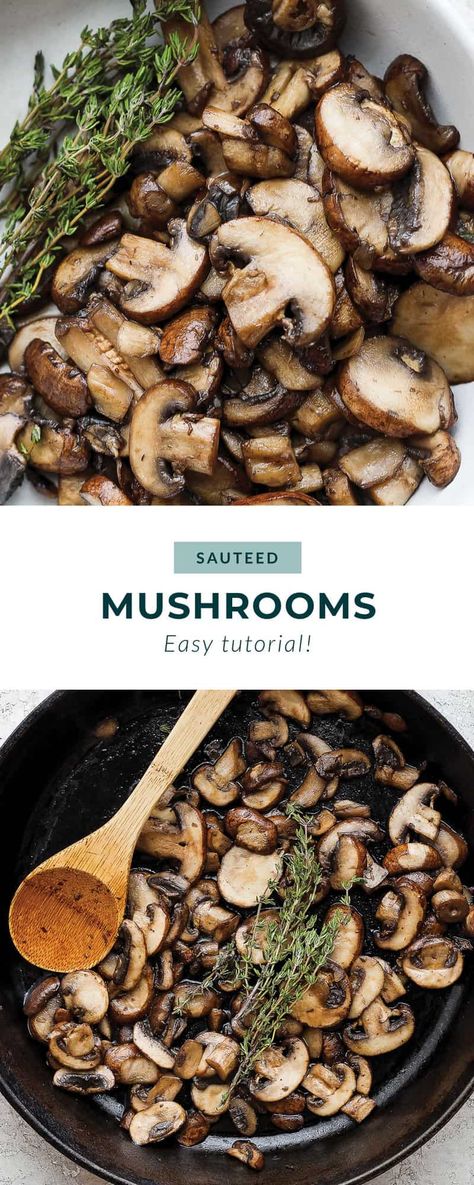 Easy Sautéed Mushrooms - Fit Foodie Finds Filet Mignon Recipes, Seared Pork Chops, Sautéed Mushrooms, Fit Foodie, Best Vegetarian Recipes, Easy Side Dish, Garlic Mushrooms, Sauteed Mushrooms, Family Dinner Recipes