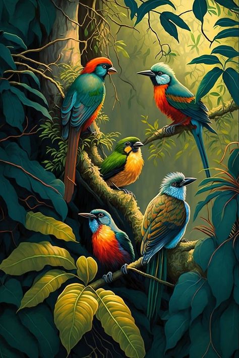 Birds Diy, Diy Diamond Art, Tropical Birds, Craft Set, Animal Theme, Diamond Art, Home Wall Decor, Round Diamond, Diamond Painting