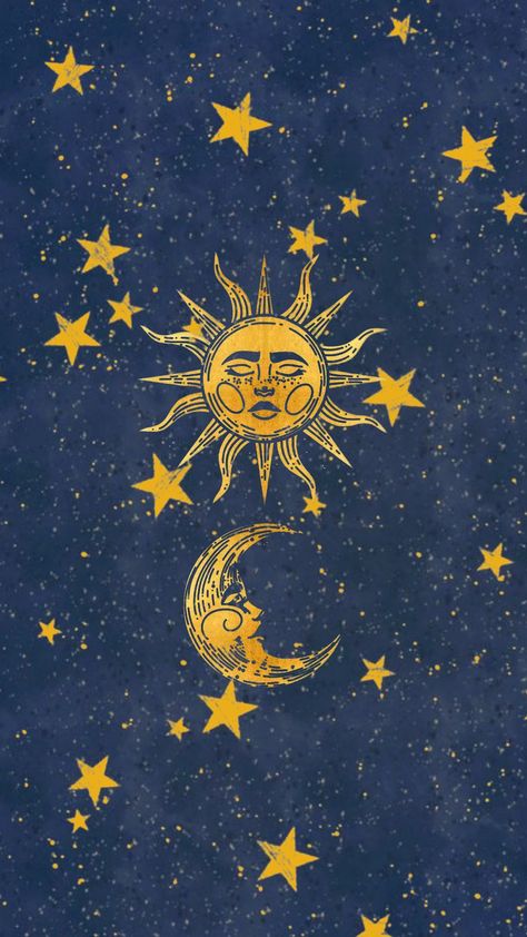 Sun And Moon Art Wallpaper, Sun And Moon Phone Wallpaper, Whimsigoth Sun And Moon, 90s Sun And Moon Aesthetic, Yellow Moon Wallpaper, Tarot Aesthetic Wallpaper, Sun And Moon Wallpaper Aesthetic, Whimsigoth Aesthetic Wallpaper, Celestial Sun And Moon Art