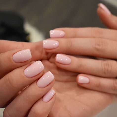 Squoval Acrylic Nails, Light Pink Acrylic Nails, Pale Nails, Pink Wedding Nails, Pale Pink Nails, Squoval Nails, Pink Gel Nails, Short Gel Nails, Cute Gel Nails