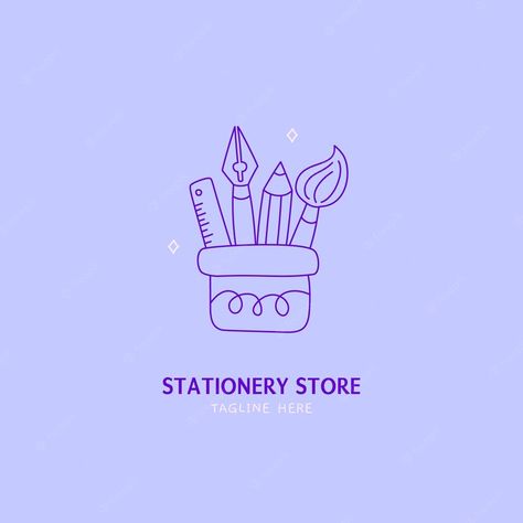 Stationary Logo Design, Stationary Logo, Stationary Shop, Store Logo, Shop Logo Design, College Work, Stationery Store, Vector Drawing, Vector Hand