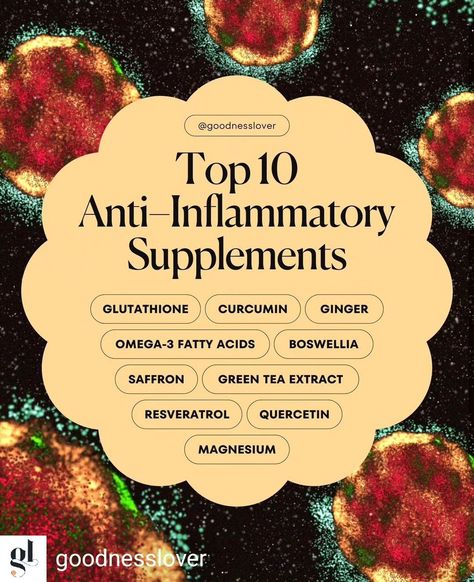 🌿 Elevate your wellness game with these top anti-inflammatory nutrients and supplements! While supplements alone can not overcome an inflammatory lifestyle, there are some key nutrients and herbs to keep in mind when you are working to reduce inflammation. ⁠ ⁠ From omega-3 fatty acids to curcumin and green tea extract, these powerhouses can help combat inflammation and promote overall health. Which one is your favorite?⁠ Reposted from @goodnesslover #supplements #omega3 #saffron #glutathione Supplements For Inflammation, Glutathione Supplement, Anti Inflamatory, Anti Inflammation Recipes, Medicinal Garden, Anti Inflammation, Garden Kit, Healthy Brain, Inflammatory Foods