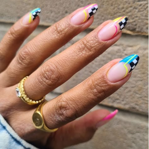 Top Summer Nail Art Trends for 2021 | Expert Tips, Photos | Allure Formula One Nails, Formula 1 Nail Art, Racing Nails, 90s Nails, Checkered Nails, Jelly Nails, Nails Coffin, Nail Art Ideas, Art Trends