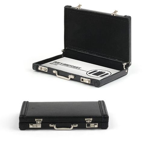 Mini Leather Briefcase Business Card Holder - I don't even have business cards. I want this. Haha Black Leather Briefcase, Business Card Stand, Creative Gift Ideas, Mini Business Card, Standard Business Card Size, Business Card Case, Take My Money, Iphone 4 Case, My Money