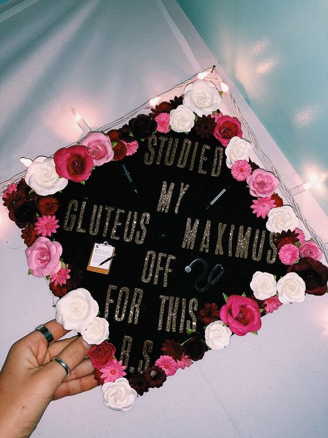 Medical Grad Cap Ideas, Premed Graduation Cap, Physical Therapy Graduation Photoshoot, Healthcare Graduation Cap Ideas, Pta Graduation Cap, Graduation Cap Designs Physical Therapy, Future Doctor Graduation Cap, Future Pa Graduation Cap, Athletic Trainer Graduation Cap