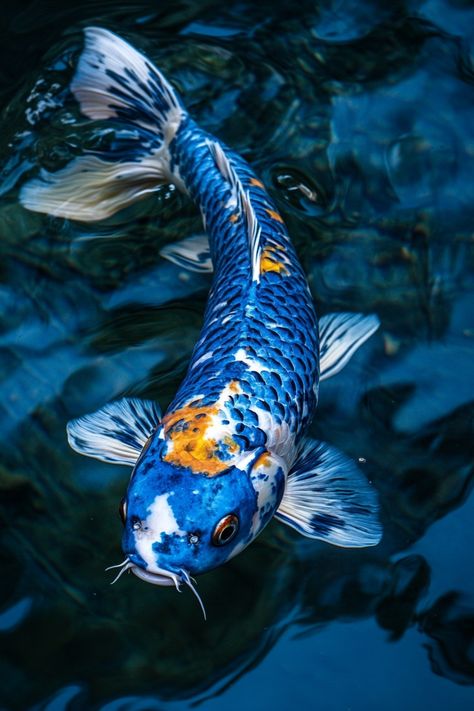 Blue Koi Fish Symbolism & Spiritual Meaning Beautiful Fish Photography, Koi Photo, Ocean Life Aesthetic, Koi Fish Photography, Fish Symbolism, Koi Fish Aesthetic, Dragon Koi Fish, Blue Koi Fish, Fish Aesthetic