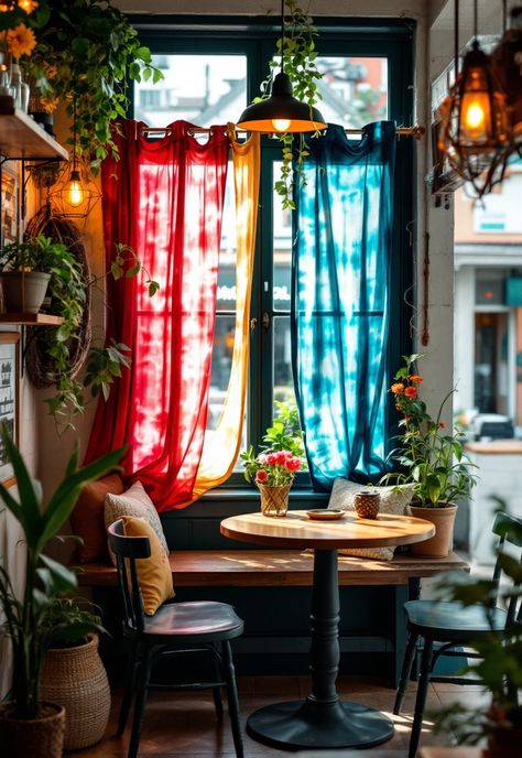 Boho Bedroom Curtain Ideas Tropical Curtains Living Room, Dip Dye Curtains, Eclectic Curtains, Bright Curtains, Dye Curtains, Tropical Curtains, Teal Curtains, Beaded Door Curtains, Teal Rooms