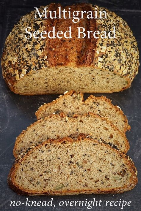 Light Rye Bread (no-knead, overnight recipe) | Moorlands Eater No Knead Multigrain Bread Recipe, Italian Baguette Recipe, Chilli Bread Recipe, Multigrain Bread Recipe, Seeded Bread, Seeded Bread Recipes, Rye Bread Recipes, Multi Grain Bread, Overnight Recipes