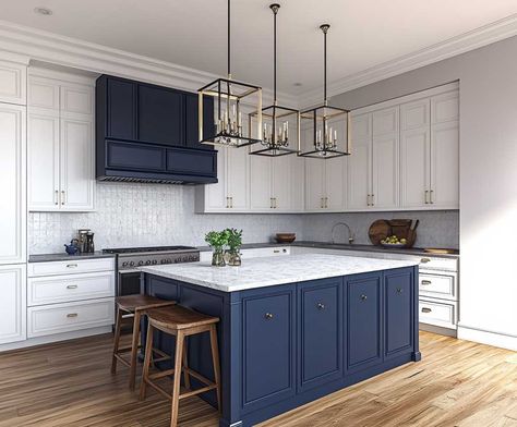 6+ Bold Small Kitchen Island Ideas in Navy Blue for a Chic Statement • 333+ Inspiring Lifestyle Ideas Hale Navy Kitchen Island, Blue Kitchen Island Paint Colors, Navy Island White Cabinets, Dark Blue Kitchen Island, Kitchen Island Paint Colors, Island Paint Colors, White Kitchen Navy Island, Blue Kitchen Accents, Navy And White Kitchen