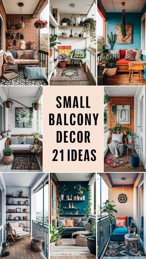 Try small balcony decor cozy ideas by adding a swing or hanging chair for relaxation. Enhance the look with colorful cushions, potted plants, and fairy lights for a charming atmosphere. A minimal approach ensures the balcony remains clutter-free. Perfect for Indian apartments, these tips elevate small balcony decorating ideas apartment into a stylish haven. Living Room Decor Small Apartment, Klein Balkon Decor, Balcony Decorating Ideas, Balcony Flower Box, Small Apartment Balcony Ideas, Balcony Decor Ideas, Condo Balcony, Balcony Ideas Indian, Tiny Balcony