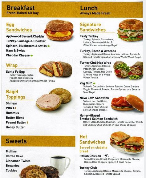 Menu at Einstein Bros Bagels, 5225 S Harper Ct - Restaurant prices Einstein Bros Bagels Recipe, Einstein Bagels Sandwiches, Bagel Menu Design, Einstein Bagels Copycat, Bagel Meal Ideas, Bagel Shop Ideas, Bagel Ideas Breakfast, Bagel Recipe Sandwich, Bagels Sandwich