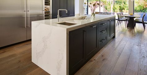 Caesarstone Statuario Maximus quartz worktops chosen by Yeo Design Caesarstone Statuario Maximus, Statuario Maximus Caesarstone, Quartz Island, Gaggenau Appliances, Caesarstone Quartz, Victorian Terrace House, Quartz Worktops, Galley Kitchens, Cabinet Fronts