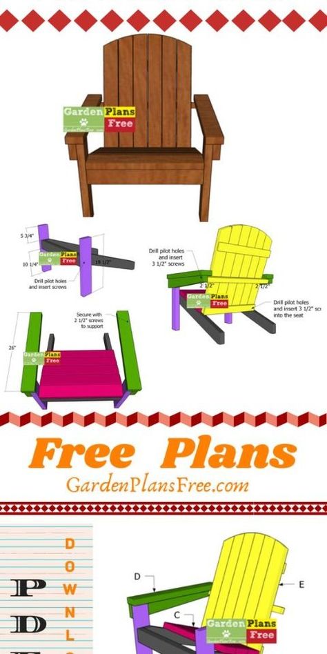 This is a step by step DIY project on how to build a 2x4 adirondack chair for your firepit or deck. Adirondak Chairs, Adirondack Chairs Diy, Fun Planters, Chairs Diy, Adirondack Chair Plans Free, Adirondack Chair Plans, Wood Craft Patterns, Garden Chair, Diy Wood Signs