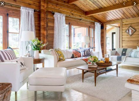 Knotty Pine Living Room, Pine Living Room, Knotty Pine Decor, Knotty Pine Rooms, Salons Cottage, Knotty Pine Walls, Log Home Interior, Paneled Walls, Log Cabin Interior