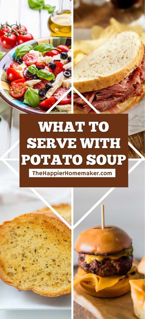 Side Dish For Potato Soup, Sides With Potato Soup, Potato Soup Bar Ideas, What To Eat With Potato Soup, Sides For Potato Soup, Potato Soup And Sandwich Combos, Potato Soup Sides Dishes, What Goes With Potato Soup, Potato Soup Sides