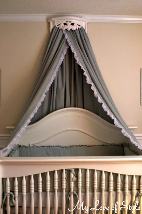 DIY Bed Crown & Crib Canopy Tutorial | Hometalk Diy Bed Crown, Crown Canopy, Baby Crib Canopy, Bed Crown Canopy, Daybed Canopy, Bed Crown, Canopy Architecture, Bat Cave, Backyard Canopy