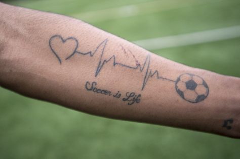 OUR GAME: Is soccer your lifestyle ... Stick Figure Tattoo, Soccer Tattoos, Football Tattoo, Sport Tattoos, Karma Tattoo, Parent Tattoos, Love Articles, Aries Tattoo, About Football