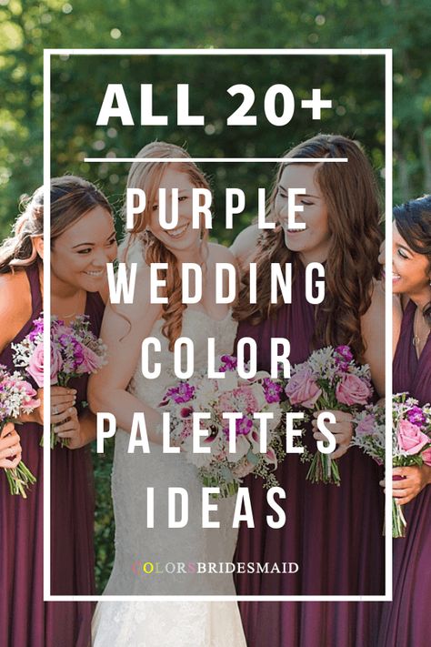 Gorgeous Purple October Wedding Color Inspirations - ColorsBridesmaid Dark Purple And Mauve Wedding, Orange And Purple Fall Wedding Bouquet, Fall Wedding Palette Purple, Grape Wedding Colors, Shades Of Purple Fall Wedding, Plum And Grey Wedding Decorations, Colors That Go With Plum Purple, Purple Shades Wedding, Dark Purple Themed Wedding