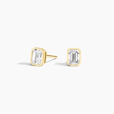 Big Diamond, Christmas 2023, Bezel Diamond, Accessories Jewelry Earrings, Classic Silhouette, Lab Diamonds, Diamond Studs, Emerald Cut, Cute Jewelry