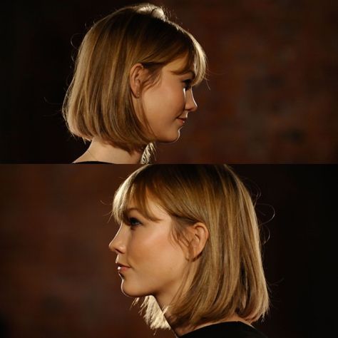 Karlie Kloss - the Karlie Cut Karlie Kloss Hair Bob, Karlie Kloss Bob, French Bangs Short Hair, Karlie Kloss Short Hair, Bob Haircut With Fringe, French Bob With Fringe, Short Hair French, Short Hair With Fringe, Karlie Kloss Hair