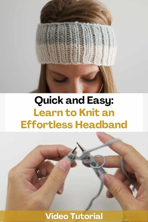 How To Knit A Hat With Circular Needles, How To Knit A Headband For Beginners, Easy Knit Headband, Earwarmer Knitting Patterns, Quick Knitting Projects, Knitted Headband Free Pattern, Knitting Club, Learn To Knit, Knit Headband Pattern