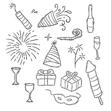 doodle clipart,fun,sketch,illustration,doodle,set,balloon,hand,funny,event,vector,design,joy,modern,holiday,cute,fireworks,isolated,birthday,party,background,celebration,collection,invitation,celebrate,surprise,element,decoration,drawn,hat,drawing,fireworks vector,balloon vector,birthday vector,party vector,hat vector,decoration vector,invitation vector,doodle vector,sketch vector,celebration vector Birthday Drawing Sketch, Doodle Party Decoration, Party Sketch Illustration, Simple Birthday Doodles, Celebration Drawings Ideas, Cool Birthday Drawings, Birthday Ideas Drawing, Prom Doodles, Cute Balloon Drawing