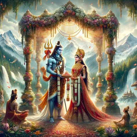 Shiv Parvati Wedding Images, Shiv Parvati Marriage, Staying Up All Night, Gauri Shankar, Couple Illustration Wedding, Shiva And Parvati, Mahadev Shiva, Hindu Tattoo, Goddess Parvati