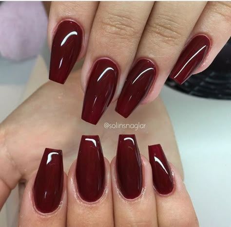 Lilly Nails, Autumnal Nails, Deep Red Nails, Red Gel Nails, Coffin Nails Matte, Maroon Nails, Red Acrylic Nails, Classy Nail Designs, Burgundy Nails