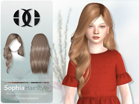 The Sims Resource - Sophia Hairstyle Child Sims Child Hair, Straight Wavy Hair, Sims Baby, Mod Hair, Sims Packs, Sims 4 Anime, Sims 4 Children, Tumblr Sims 4, Sims 4 Dresses