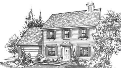 Plan 320-446 - Houseplans.com Small Colonial House, Colonial House Floor Plans, Georgian House Plans, American Style Homes, Early American Homes, Colonial Style House Plans, Colonial House Plans, Colonial Farmhouse, Cottage Style House Plans