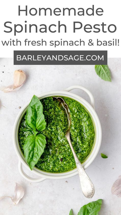 Sage Pesto, Summer Corn Chowder, Spinach Basil Pesto, Pesto Spinach, Basil Pesto Sauce, Spinach Pesto, Italian Diet, Homemade Beer, Fresh Spinach