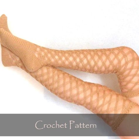 Crochet Thigh High Socks, Boot Toppers Pattern, Stockings Crochet, Diamond Socks, Socks Diy, Crochet Socks Pattern, Crochet Women, Crochet Leg Warmers, Crochet Pattern Instructions