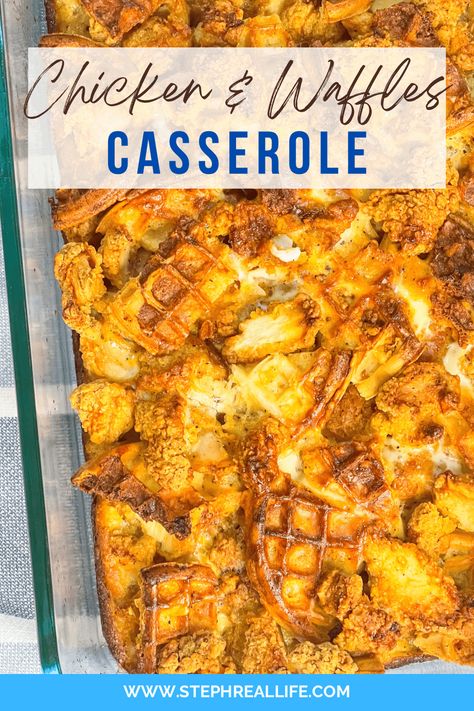 Chicken and Waffles Casserole Chicken And Waffles Casserole, Chicken And Waffles Recipe Easy, Chicken Waffles Recipe, Chicken N Waffles, Healthy Waffles, Fried Chicken And Waffles, Brunch Casserole, Like Chicken, Dinner Meal Prep