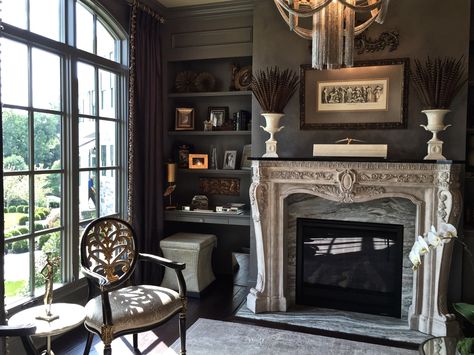 Addams Family Inspired Home Addams Family Interior Design, Morticia Addams Home Decor, Adams Family House Interior, Addams Family Inspired Home Decor, Addams Family Aesthetic Decor, Addams Family Home Decor, Modern Morticia Addams, Wednesday Addams Room, Fireplace Arrangements