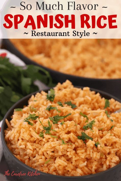 Restaurant Spanish Rice Recipe, Spanish Rice Restaurant Style, Spanish Rice Recipe Easy, Spanish Rice Easy, Spanish Rice Recipe, Nachos Recipe Easy, Mexican Rice Recipes, Rice Side Dishes, Easy Rice Recipes