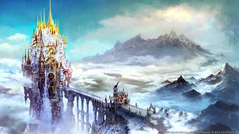 Ishgard Landscape Art - Final Fantasy XIV: Heavensward Art Gallery Ffxiv Landscape, Ffxiv Wallpaper, Realm Reborn, Final Fantasy Art, Fantasy Castle, Game Concept Art, Final Fantasy Xiv, Fantasy Concept Art, New Backgrounds