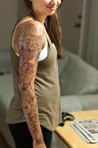 Flower Sleeve Linework | by stewartanimation Linework Sleeve Tattoo, Linework Sleeve, Linework Tattoo Sleeve, Flower Sleeve, Floral Tattoo Sleeve, Flower Tattoo Sleeve, Best Sleeve Tattoos, Great Tattoos, Little Tattoos