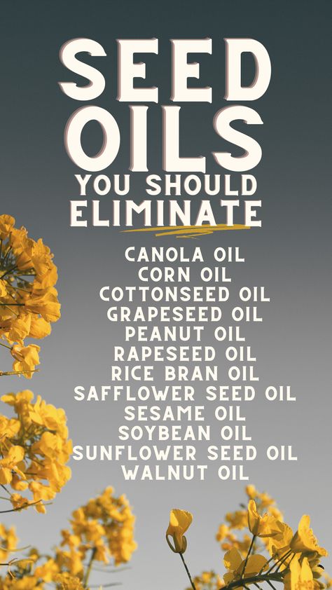 Did you know you should be eliminating seed oils? Do you know what to use instead of seed oils? We've got the answers here! How To Avoid Seed Oils, What Are Seed Oils, Seed Oil Free Recipes, Seed Oil Free Diet, Seed Oils To Avoid, Elimination Diet Meal Plan, Veggie Tales, Seed Oils, Rapeseed Oil