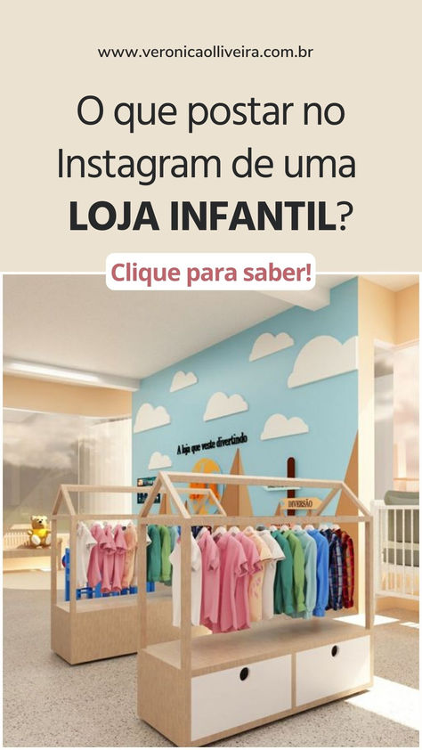 Imagem contém frase: O que postar no instagram de Loja infantil Thrift Store, No Instagram, Marketing, Instagram