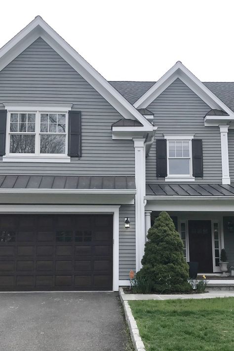 Outdoor House Paint, Outdoor Paint Colors, Outside House Paint, Grey Exterior House Colors, Outside House Colors, Exterior Gray Paint, White Exterior Paint, Gray House Exterior, Outside Paint