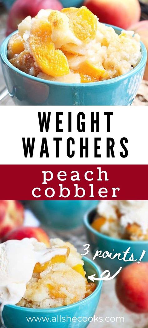 Weight Watchers Peach Recipes, Ww Peach Cobbler Recipe, Weight Watchers Peach Cobbler Recipe, Low Carn, Healthy Peach Recipes, Ww Deserts, Low Cal Dessert, Easy Peach Cobbler Recipe, Ww Food