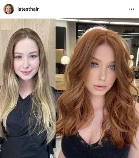 Auburn Hair Color On White Women, Hair Color For Natural Red Heads, Cowgirl Copper Hair Pale Skin, Light Ginger Hair With Blonde Money Piece, Blond To Ginger Hair, Short Golden Copper Hair, Auburn Hair For Pale Skin, Light Copper Hair Pale Skin, Strawberry Blonde Hair Dark Eyebrows