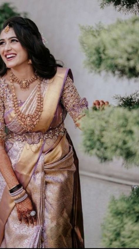 Beautiful South Indian Bride Look South Indian Bride Look, Indian Bride Look, Bridal Reception Saree, South Indian Bridal Look, South Indian Makeup, Indian Bridal Look, South Indian Wedding Saree, South Indian Bride Saree, Engagement Saree