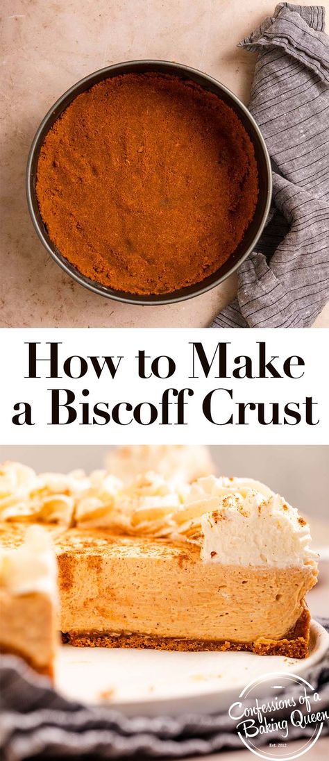 Biscoff Cookie Pie Crust, Sugar Cookie Pie Crust Recipe, Biscoff Crust Recipe, Biscoff Pie Crust, Flavored Pie Crust, Biscoff Pie, Cookie Pie Crust Recipe, Butter Cookie Crust, Cheesecake Crust Recipe