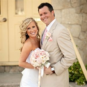 Tan suit and pink tie, pink boutinere Holly & Dustin in Ponte Vedra Beach, FL Suit With Pink Tie, Pink Groomsmen, Holly Smith, Different Wedding Ideas, Medical Sales, Tan Wedding, Wedding Diary, Tan Suit, Ponte Vedra Beach